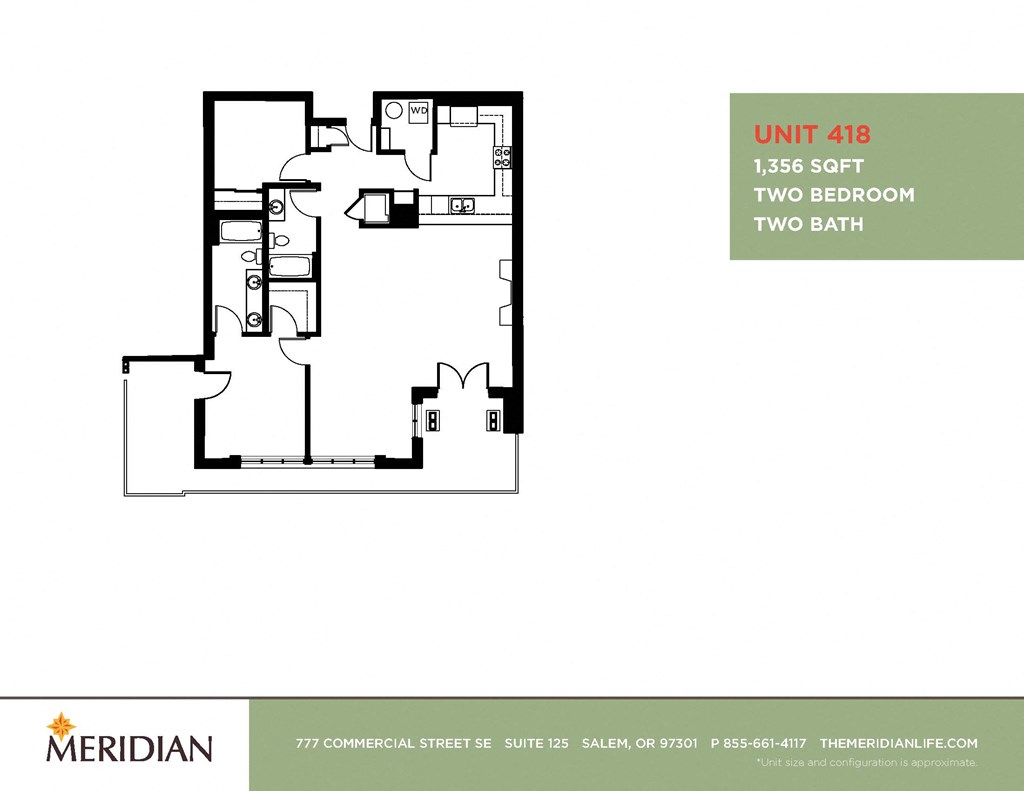 a floor plan of two bedrooms and a bathroom