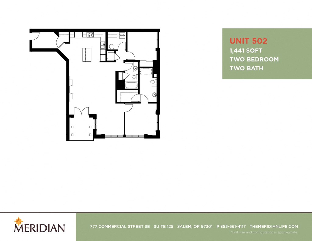 the floor plan of unit 303 of the two bedroom two bath