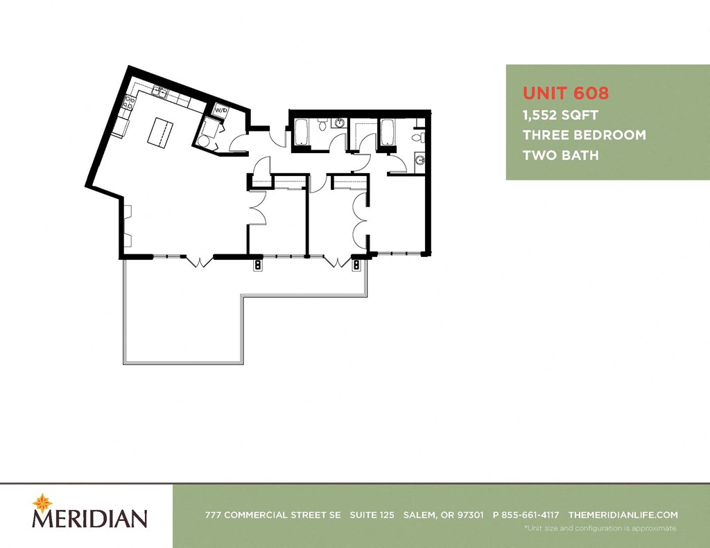 a floor plan of three bedroom two bath