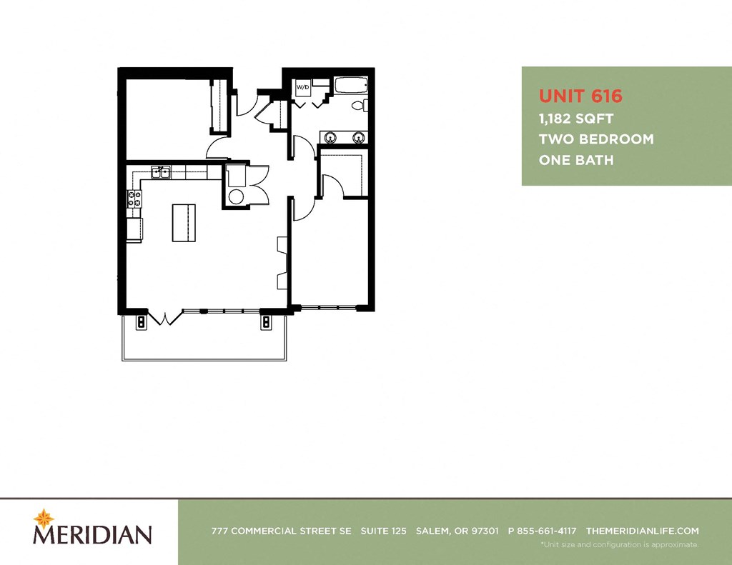 a floor plan of two bedroom one bath