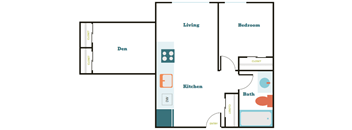 1 Bedroom 1 Bath w/ Den (1.8)