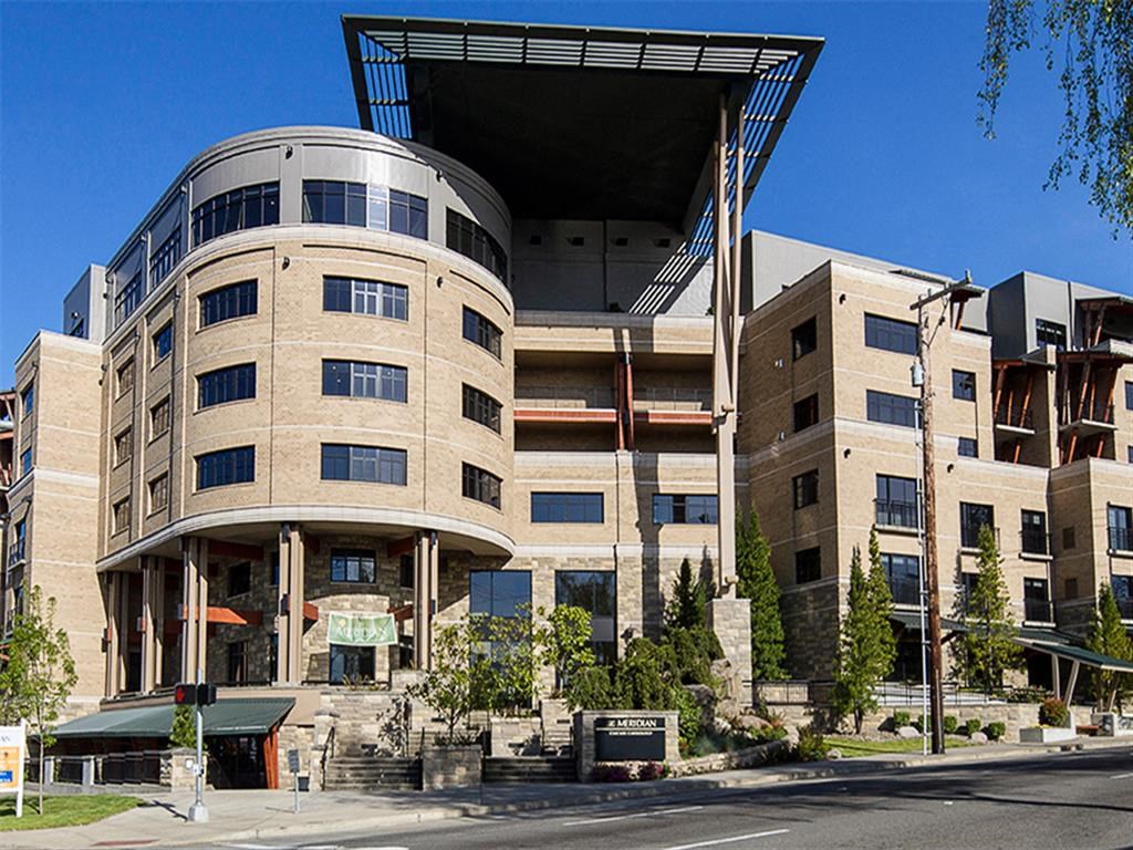 a large building with an overhang on top of it