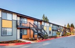 the exterior of a building with stairs