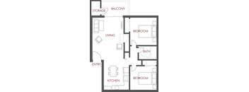 2 Bedroom, 1 Bath