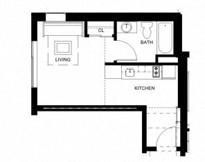 a diagram of a small floor plan of a house
