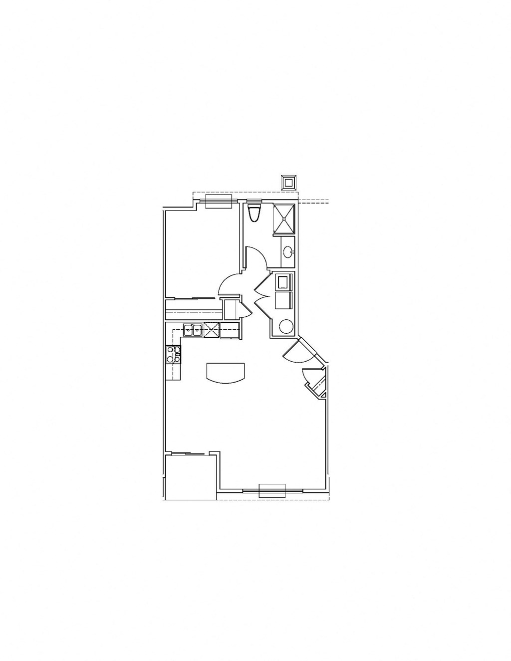 a floor plan of a house with a bedroom and a living room