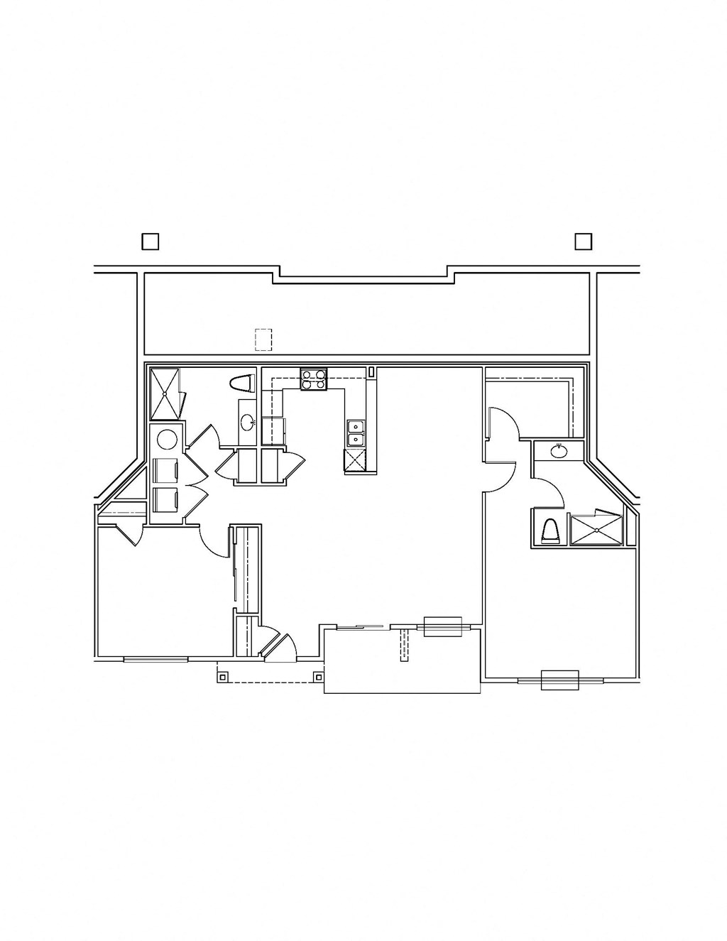 black and white floor plan of a modern house