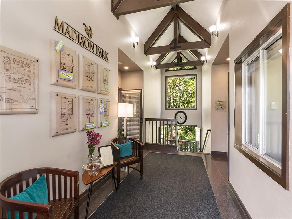the lobby or reception area at madison tea house
