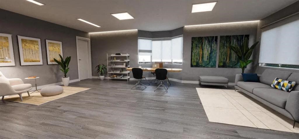 a living room with a couch and a table