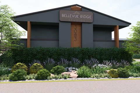 A building with the words "Bellevue Ridge Studios" on the front.