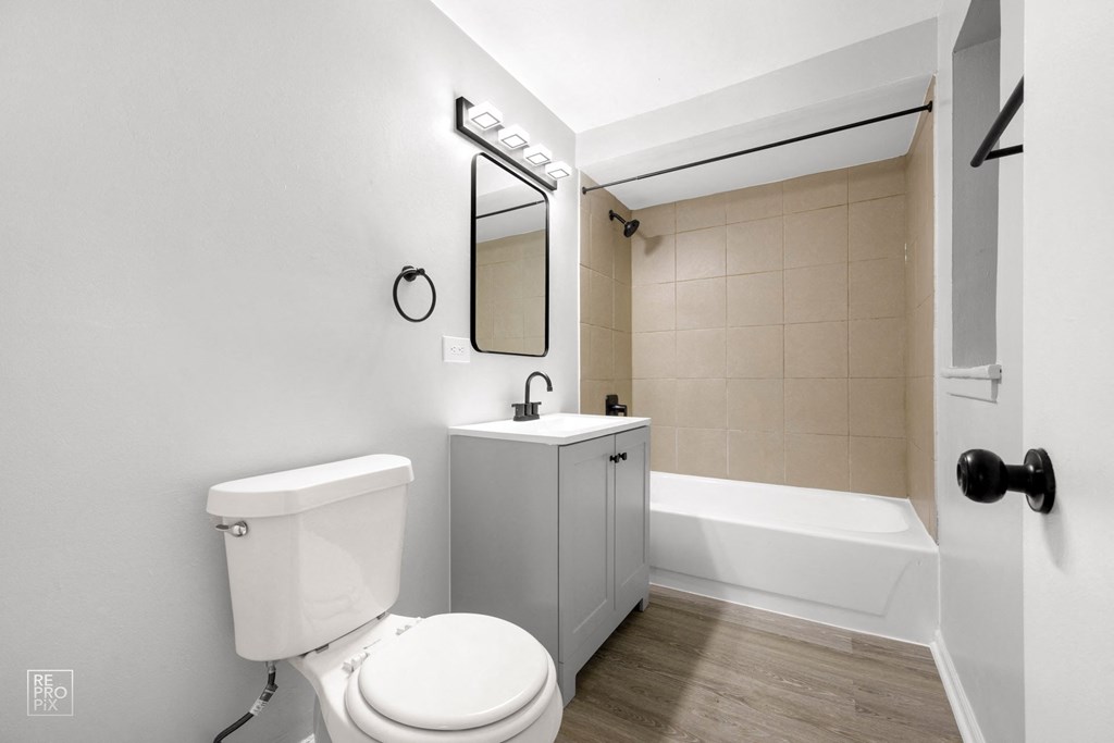 a bathroom with a toilet sink and bathtub