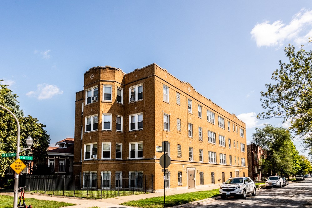 Exterior of 8057 S Laflin Apartments in Chicago