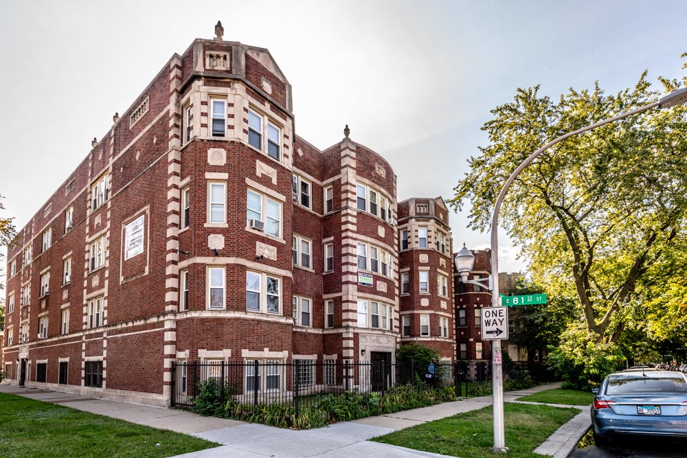 Exterior of 8101 S Drexel Apartments in Chicago