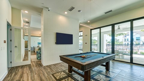 Billiards Table In Clubhouse at Imperial Crossing Luxury Apartment Homes, Florida
