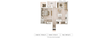 1 bed 1 bath floor plan at Imperial Crossing Luxury Apartment Homes, Bonita Springs, Florida