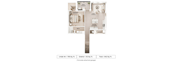 1 bed 1 bath floor plan A at Imperial Crossing Luxury Apartment Homes, Florida