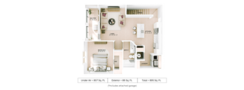 1 bed 1 bath floor plan B at Imperial Crossing Luxury Apartment Homes, Bonita Springs, FL, 34134