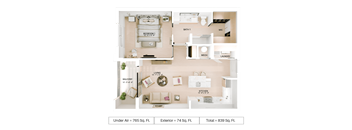 1 bed 1 bath floor plan C at Imperial Crossing Luxury Apartment Homes, Bonita Springs, FL