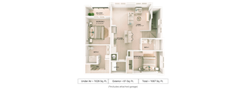 2 bed 2 bath floor plan A at Imperial Crossing Luxury Apartment Homes, Bonita Springs