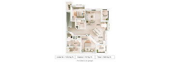 2 bed 2 bath floor plan C at Imperial Crossing Luxury Apartment Homes, Florida