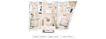 2 bed 2 bath floor plan D at Imperial Crossing Luxury Apartment Homes, Bonita Springs, FL, 34134