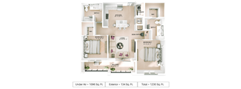 2 bed 2 bath floor plan F at Imperial Crossing Luxury Apartment Homes, Bonita Springs, Florida