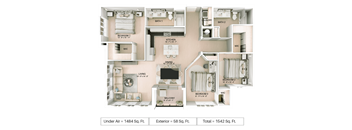 3 bed 2 bath floor plan C at Imperial Crossing Luxury Apartment Homes, Bonita Springs, FL, 34134