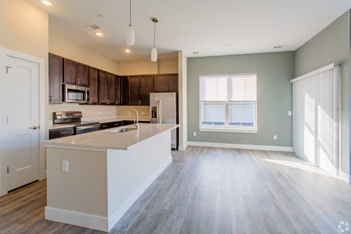 Living and kitchen at The Flats at Summit Station, South Park, Pennsylvania