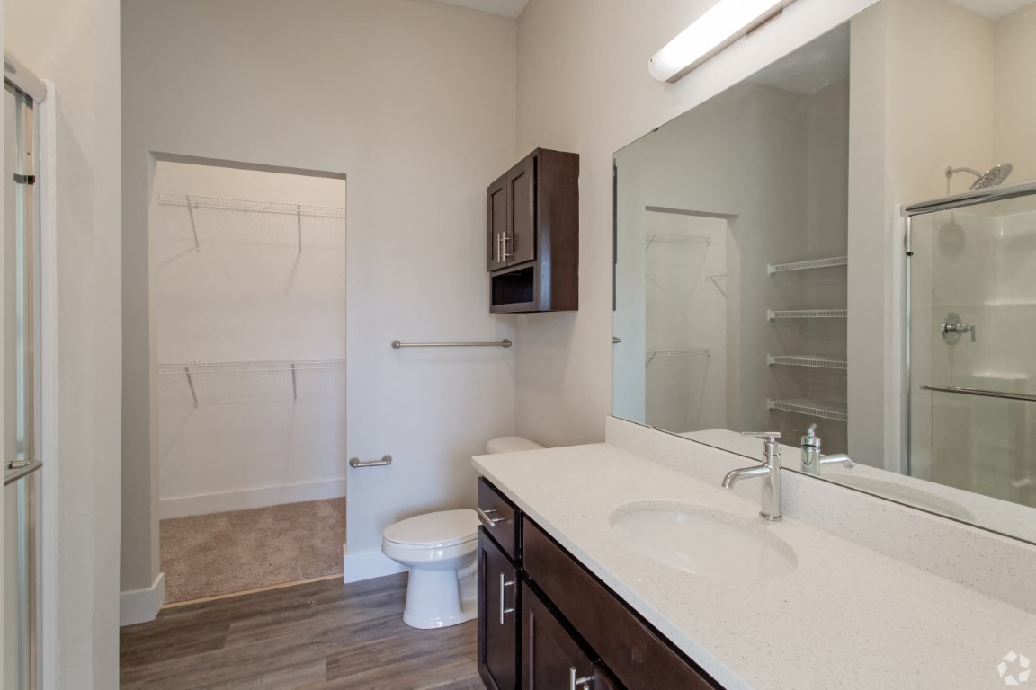 Bathroom with mirror and sink at The Flats at Summit Station, Pennsylvania, 15129