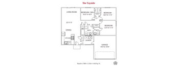 Cabot's Mill floor plan for The Tayside, showing 3 bedroom 1 bathroom