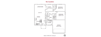 Cabot's Mill floor plan for The Camshire, showing 3 bedroom 1 bathroom