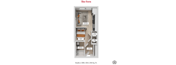 The Fern One Bedroom One Bathroom Floor plan at Greenwood Commons Apartments, Delaware, Ohio