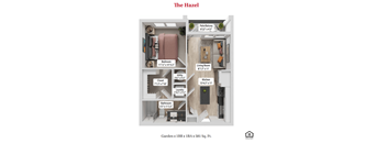The Hazel One Bedroom One Bathroom Floor plan at Greenwood Commons Apartments, Delaware