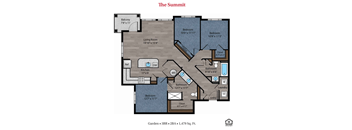 A floor plan for a house named The Summit is shown with all the rooms and their dimensions.