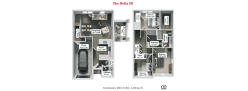 The Delta III Floor Plan at Flats at Sugar Run Apartments, Delaware