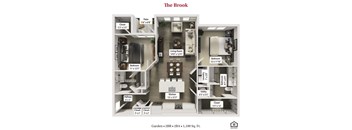 The Brook Floor Plan at Flats at Sugar Run Apartments, Ohio