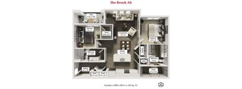The Brook Alt Floor Plan at Flats at Sugar Run Apartments, Ohio, 43015