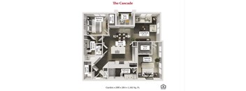 The Cascade Floor Plan at Flats at Sugar Run Apartments, Delaware, OH