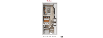 The Fern One Bedroom One Bathroom Floor plan at Greenwood Commons Apartments, Delaware, Ohio