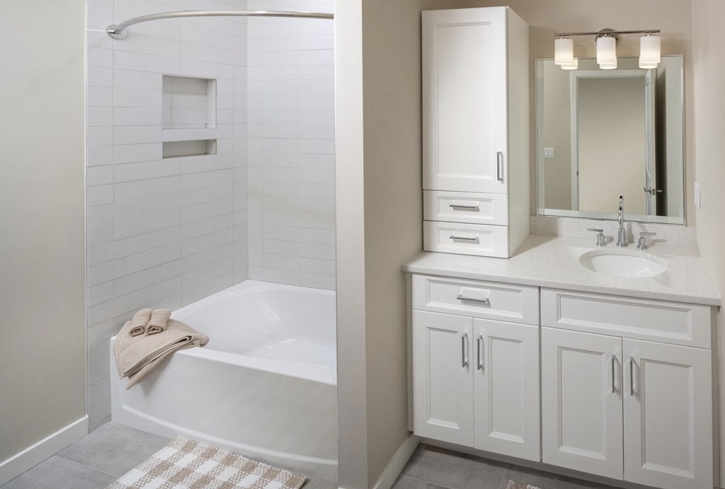 Main Bathroom with Tub at The Point at Gateways, Randolph, NJ  