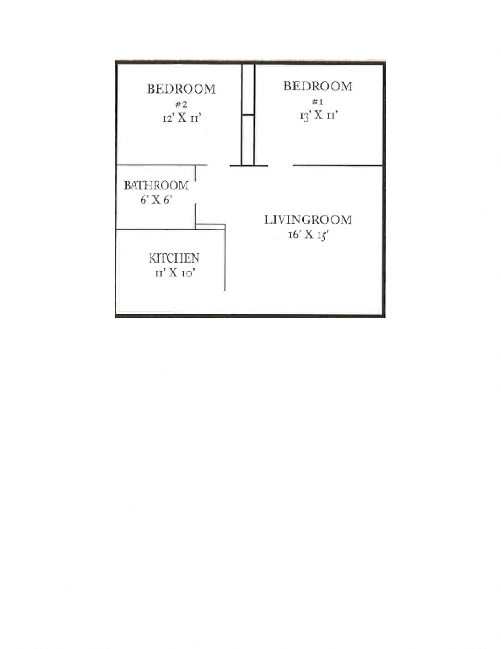 2 Bedrooms, 1 bath