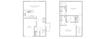 the floor plan of the second and third floors of a town house