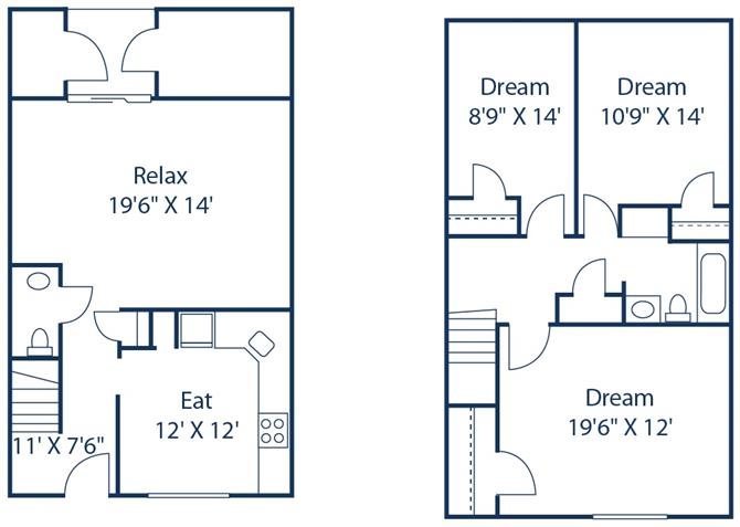 3 Bedroom Townhome Floor Plan 3 Bedroom Townhome__Floor Plan