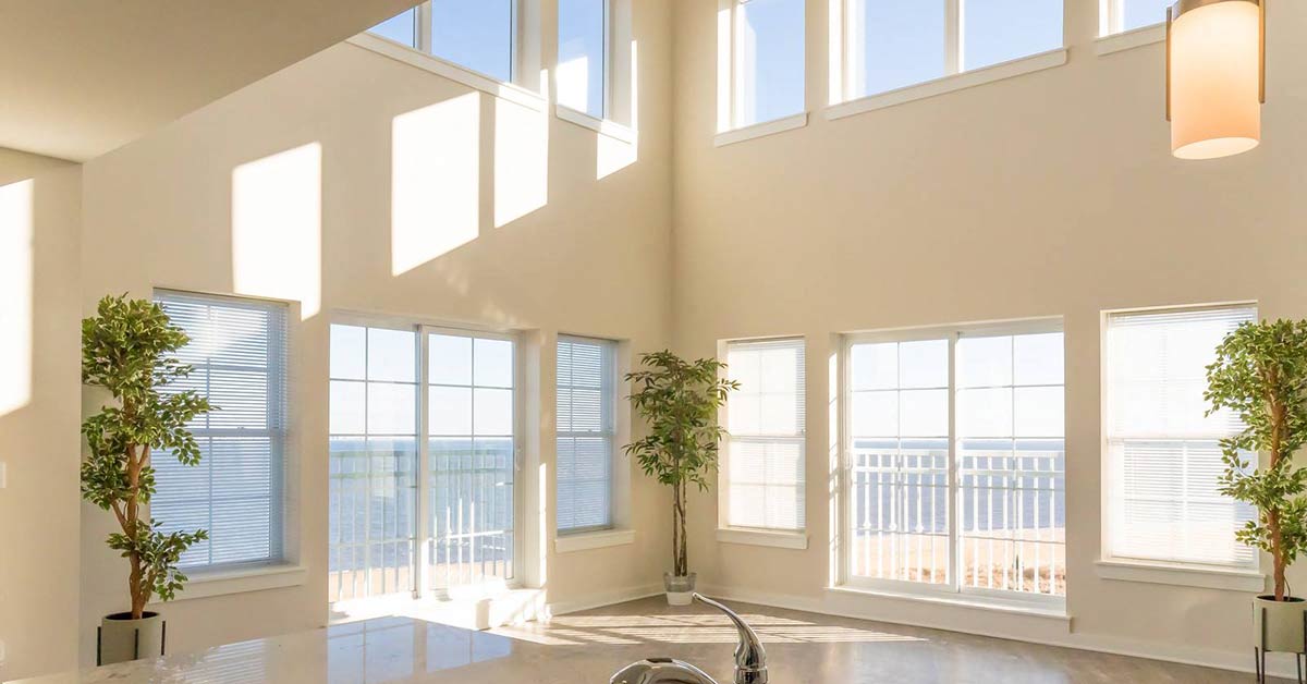 Penthouse living room and beach view