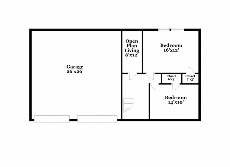 a floor plan of a house with a bedroom and a living room