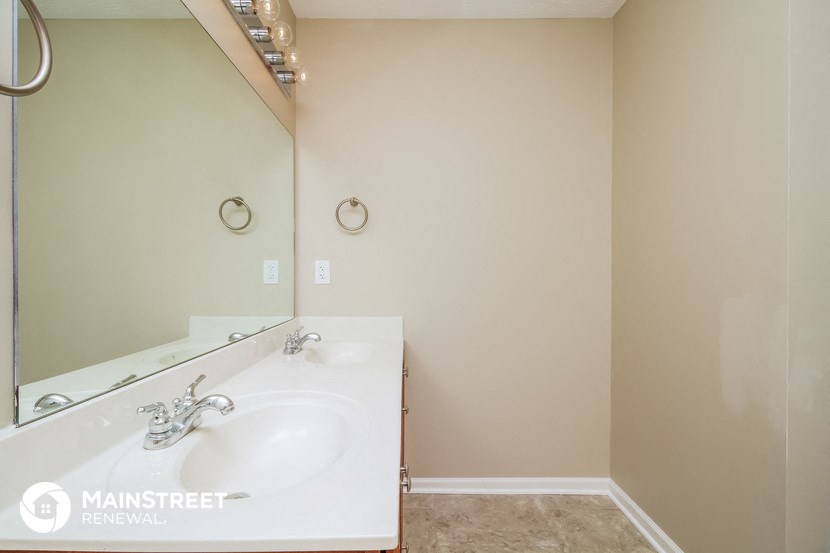 a bathroom with a sink and a large mirror