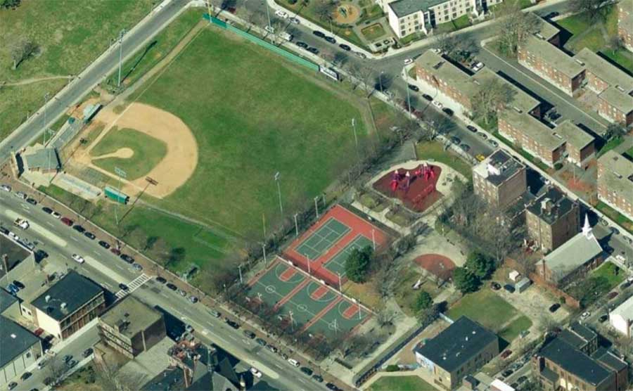 Aerial view of Ramsay Park in Boston