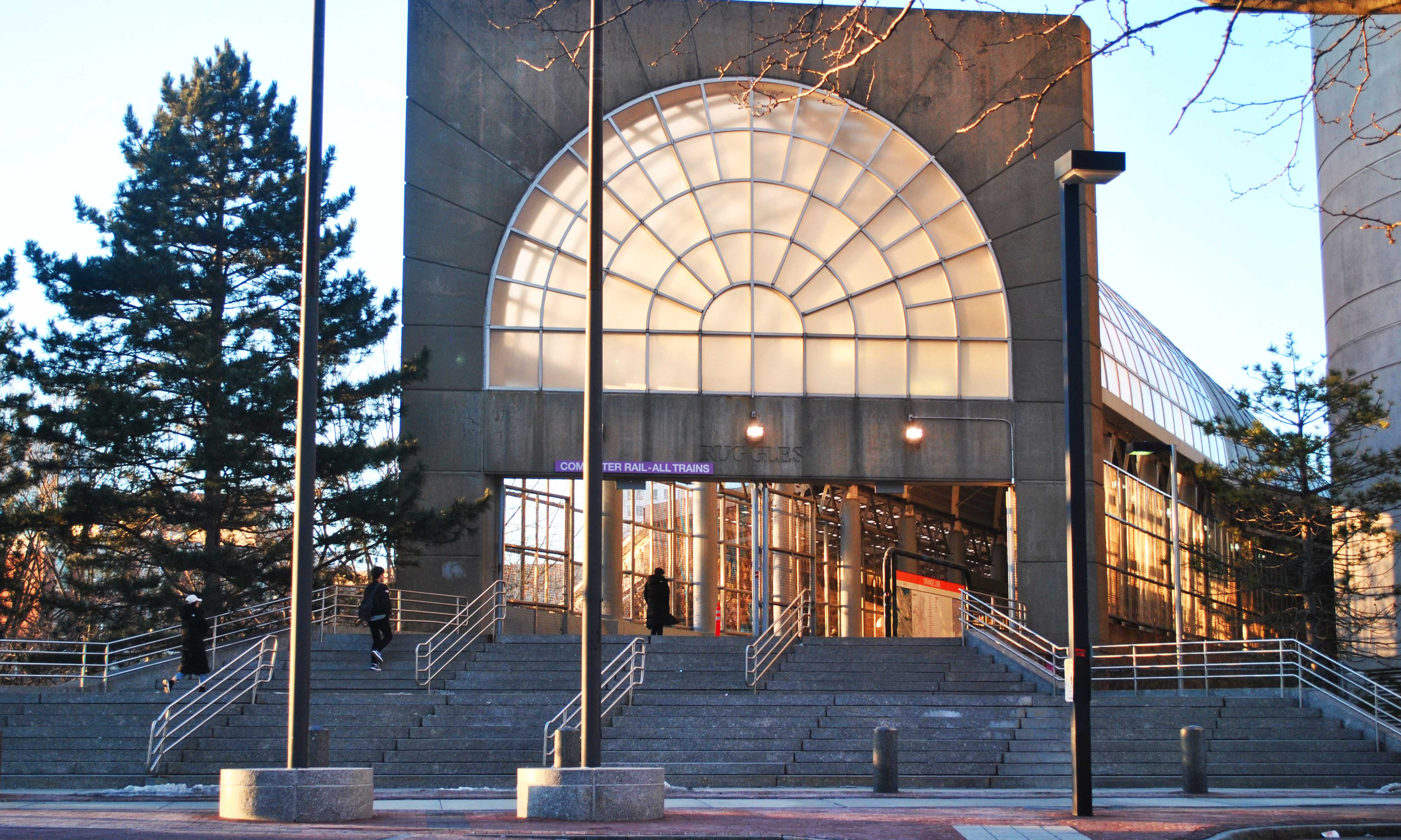 Large and elegant entryway to Ruggles Station.