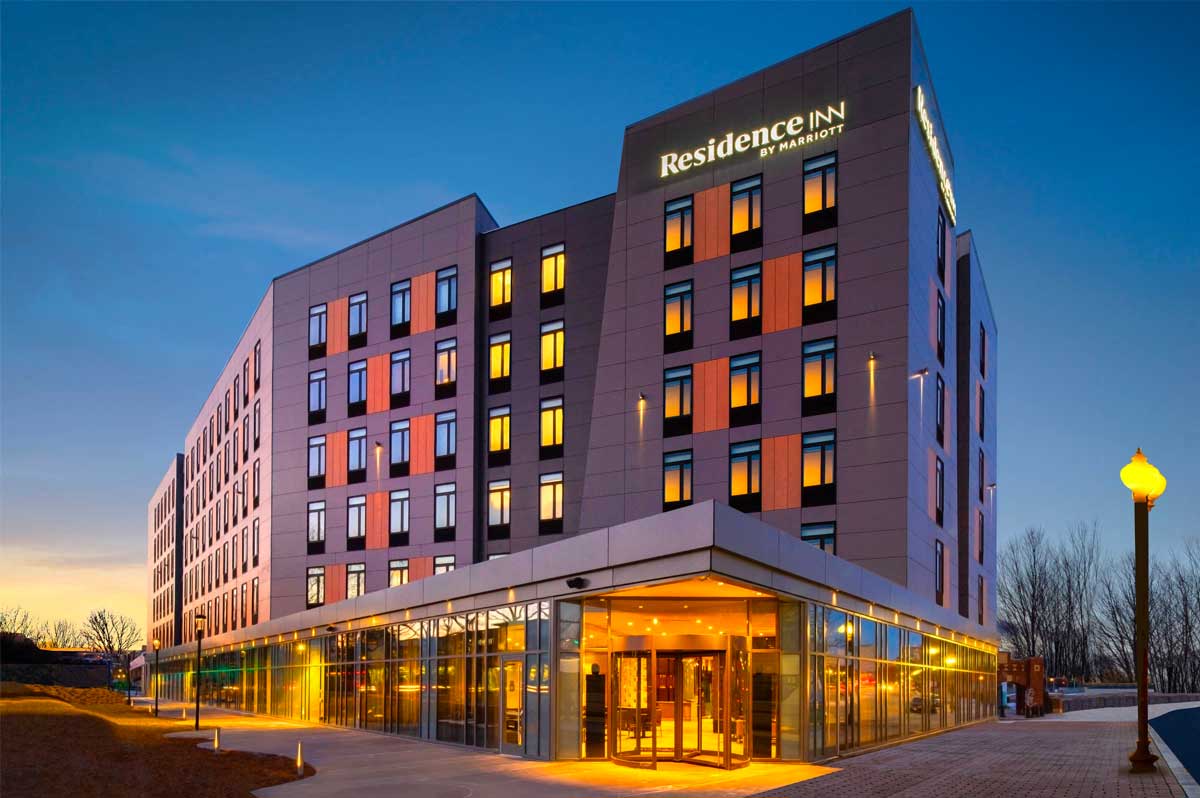 A modern hotel with hip design features.