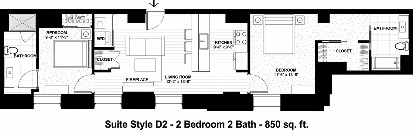 Suite Style D2 at The Terminal Tower Residences Apartments, Ohio
